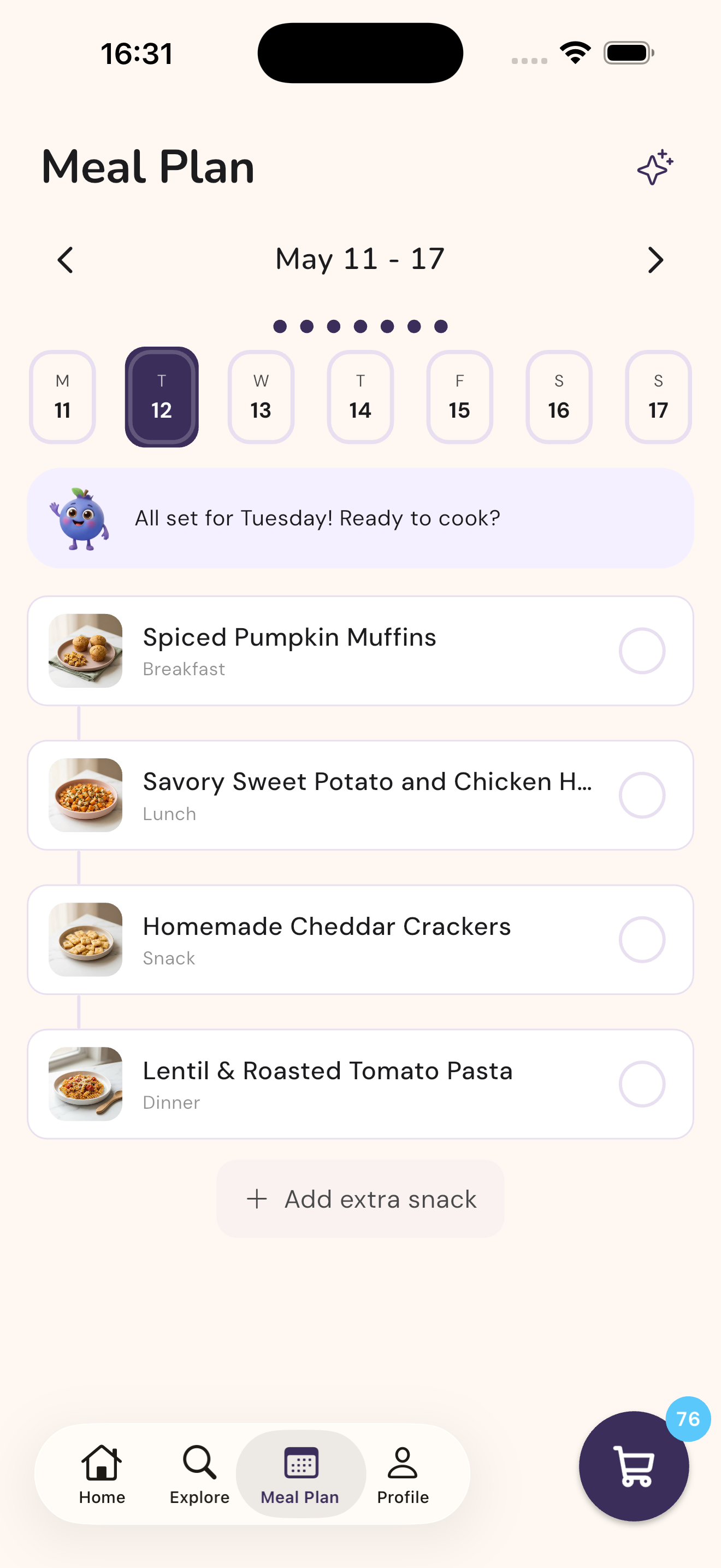 Nica meal plan being generated